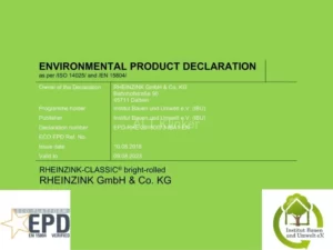 RHEINZINK CLASSIC экологическая декларация 2018 en