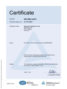 RHEINZINK ISO 9001 сертификат 2018-2021 en